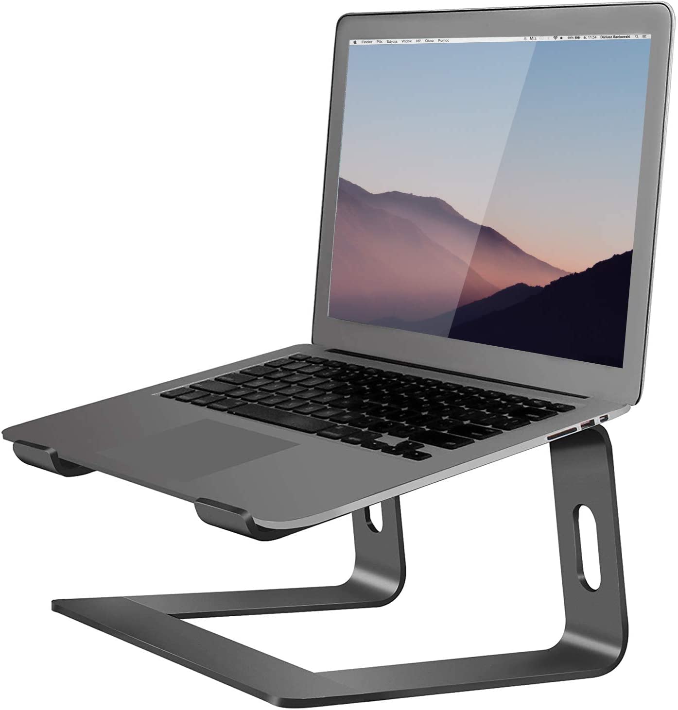 Orionstar Laptop Stand for Desk, Aluminum Laptop Riser, Portable Computer Stand for Apple Mac MacBook Air Pro 10-15.6 Inch Notebook Computer, Detachable Ergonomic Elevator Holder Macbook Stand, Black