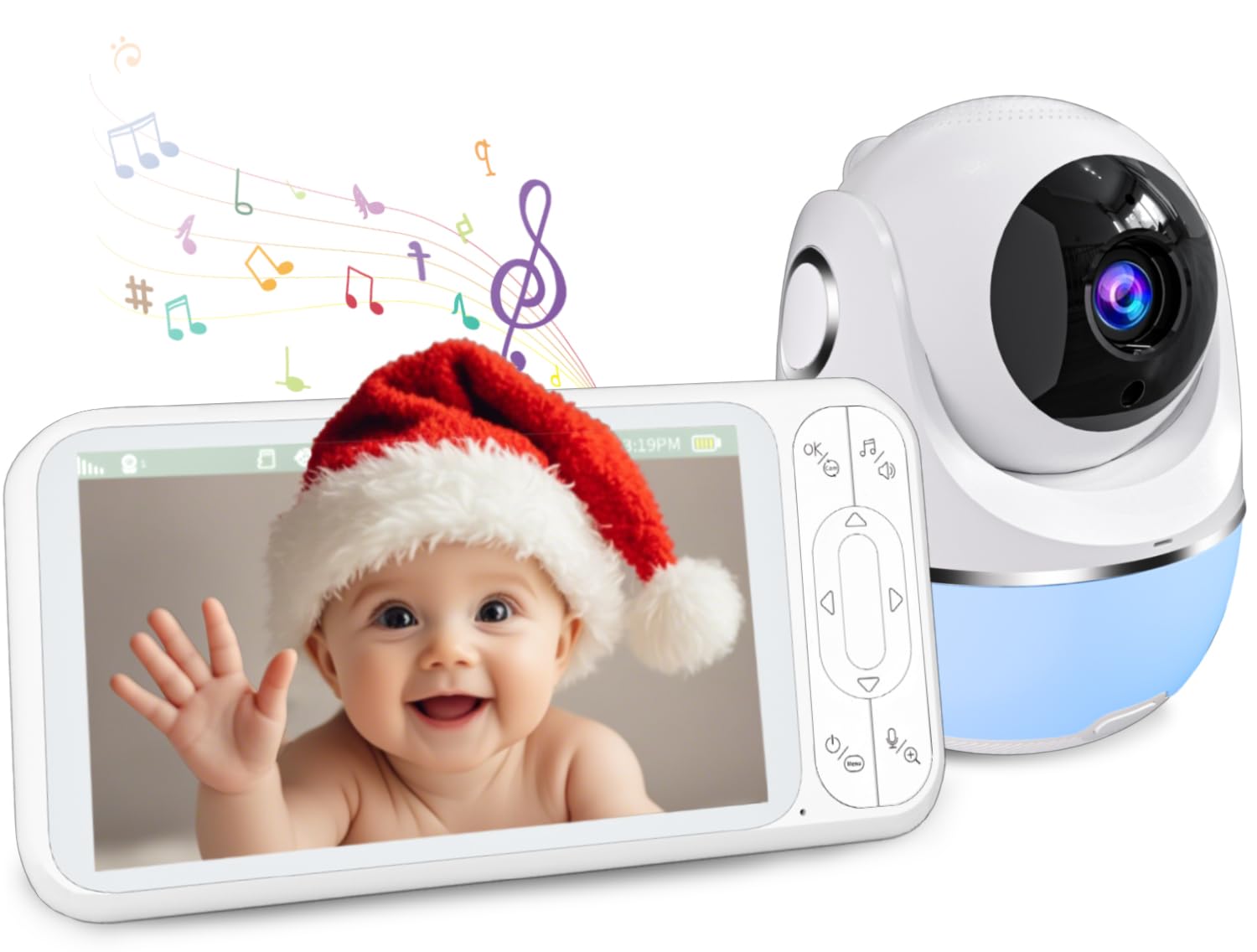 Photo 1 of **PARTS ONLY** Buradin 1080P 5'' Baby Monitor with 32 Hours 5000mAh Battery, Pan Tilt 4X Zoom Video Baby Monitor with Camera and Audio, Night Vision, VOX, 2-Way Talk, 8 Lullabies,1200ft Range No WiFi