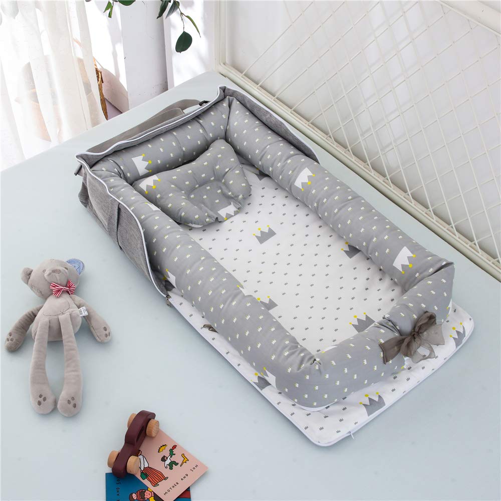 Luddy ベビーベッド 新生児 枕付き ベッドインベッド 折りたたみ式 携帯型ベビーベッド 添い寝 ポータブル 出産祝い 通気性 洗濯可能 0-24ヶ月商品画像