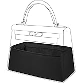 DGAZ Purse Bag Organizer Insert, Silk, Luxury Handbag Tote in Bag Shapers, Fits Kelly mini I/mini II /20/25/28/32/35/40 Bags (Black, KL25 Retourne)