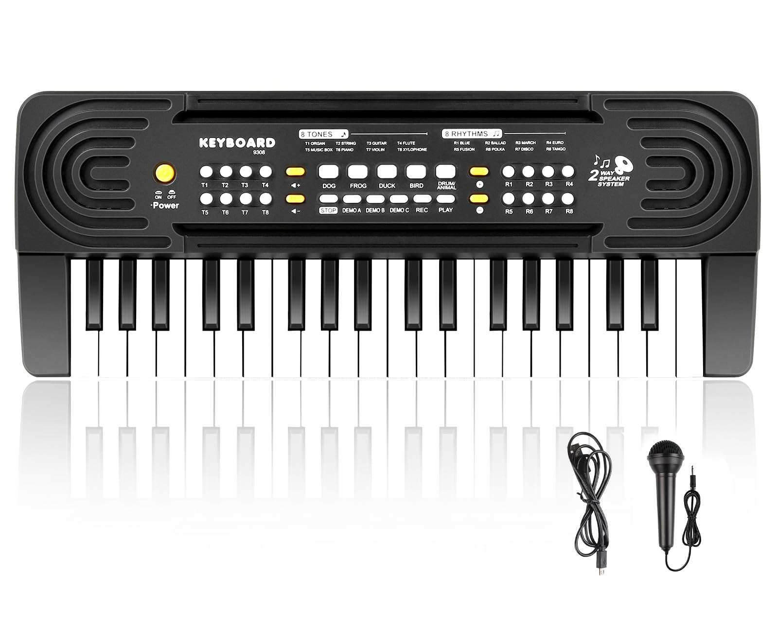 Shayson Kids Piano Keyboard with Microphone 37 Key Portable Music Piano for Childs Educational Electronic Musical Instrument Toys Gift for 3 4 5 6 Year Old Girls Boys (Black）