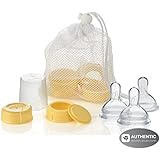 Medela Breastmilk Bottle Spare Parts with 3 Slow-flow Wide Base Nipples