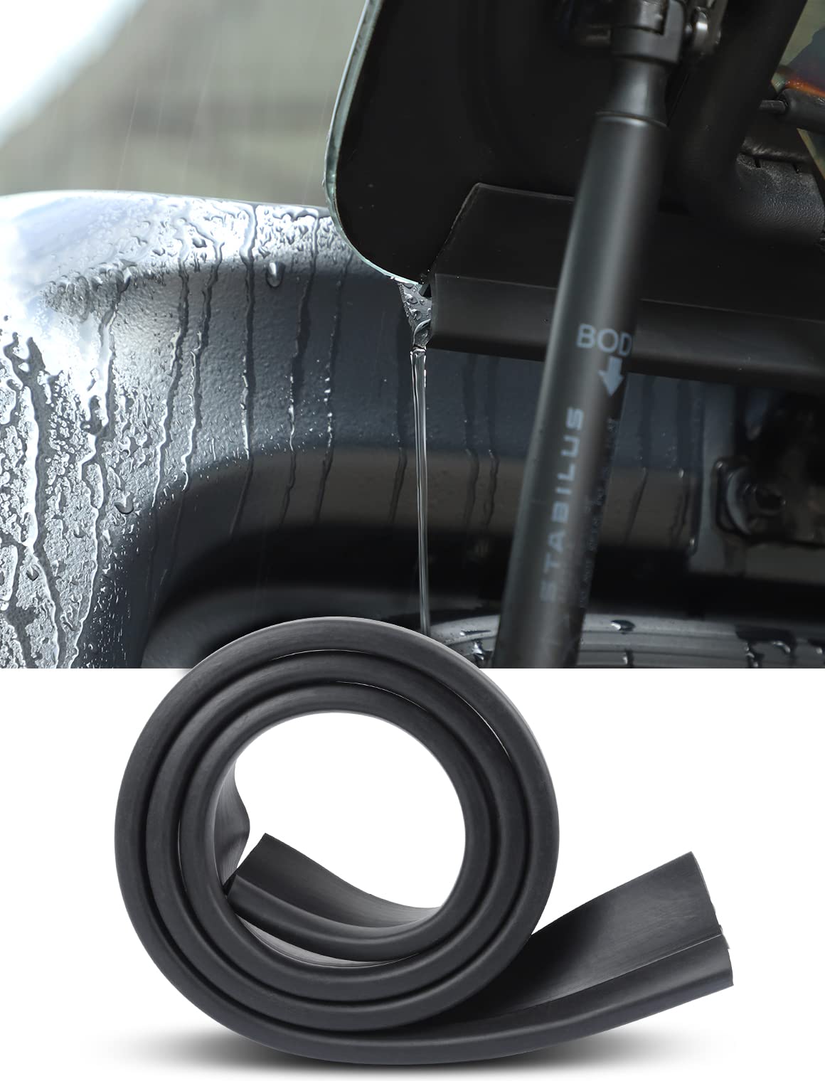 Photo 1 of Savadicar Rear Window Gap Rain Gutter, Back Glass Rubber Rainwater Diversion Groove for 1997-2023 Jeep Wrangler TJ JK JKU JL JLU, Extension Accessories, Black, 1 PCS