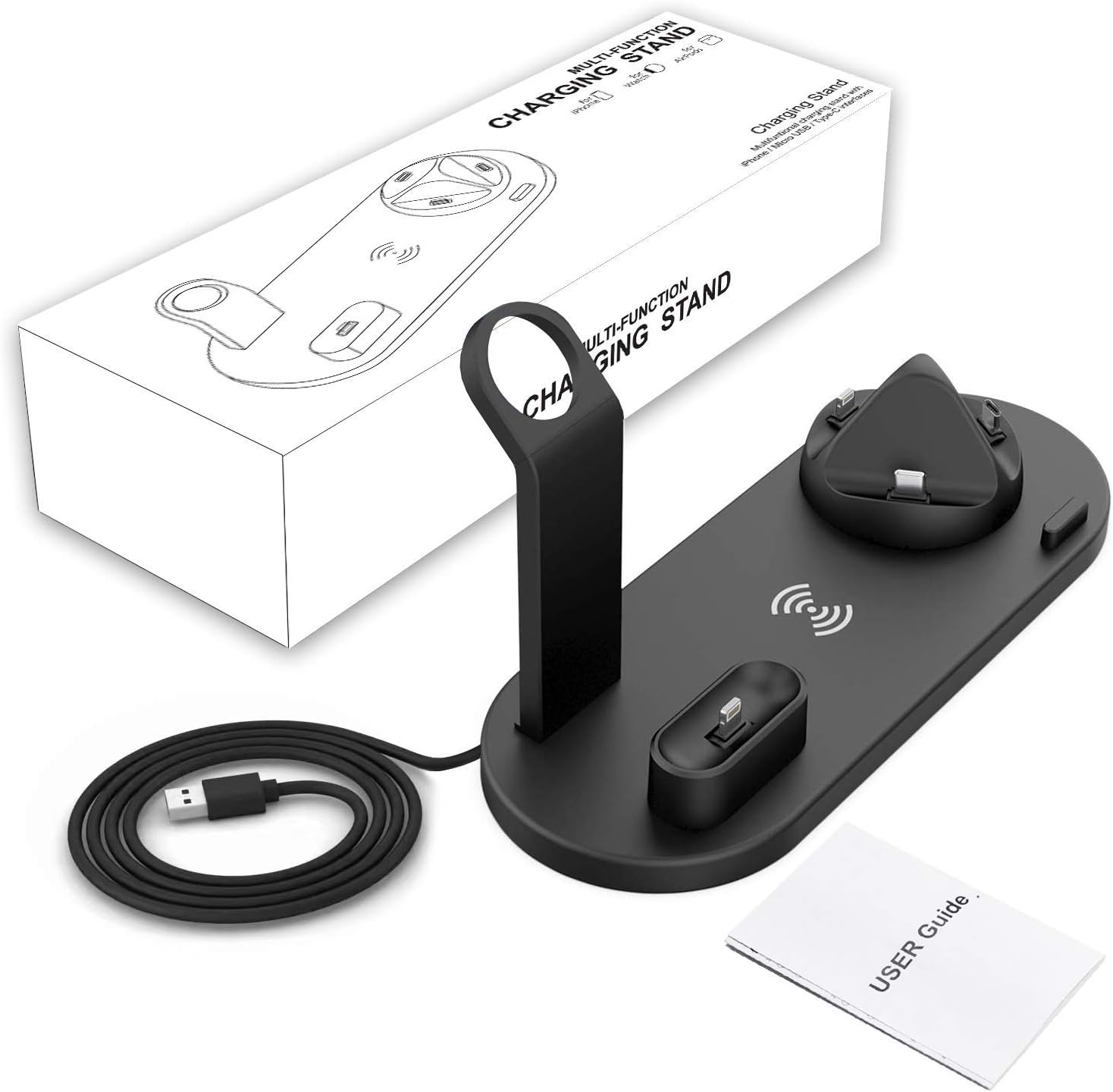 Wireless Charger Stand for iPhone Apple Watch Airpods, VRURC 3 in 1 Wireless Charging Dock Station Qi Fast Charging Pad for iPhone X/XS/XR/8/8 Plus for iWatch 4/3/2/1 S9