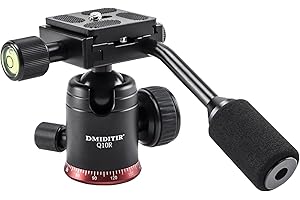 Panoramic Ball Head with Handle All Metal CNC Ball Head Camera Mount DMIDITIR Tripod Head with Arca Swiss Quick Release Plate for Tripod, Monopod, DSLR, Camcorder, DV, Telescope, Hunting (Red)