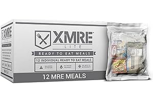 XMRE Lite MRE Meals Military 2022 Bulk | Military Grade MREs | For Survival Kits & Hurricane Preparedness Items | Emergency Food Supplies | Military Food Packs w/Flameless Ration Heater | USA Made