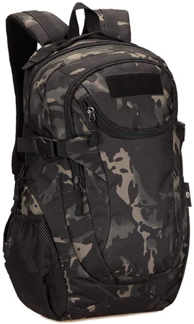 SYMALL 25L Men's Tactical Military Walking Backpack Shoulder Bag Waterproof Outdoor School Backpack Sports Camping Cycling Travel Women Backpack Lightweight Hiking, Camouflage, Black, 26cm x 19cm x 47