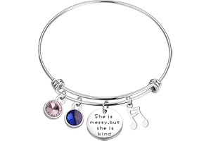 AKTAP Waitress Musical Inspired Bangle She is Messy But She's Kind Musical Quote Gift (She is Messy Quote Bracelet)