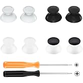 eXtremeRate Replacement 3D Joystick Thumbsticks, Analog Thumb Sticks with Cross Screwdriver for Nintendo Switch Pro Controller - Black &amp; White &amp; Transparent &amp; Transparent Black