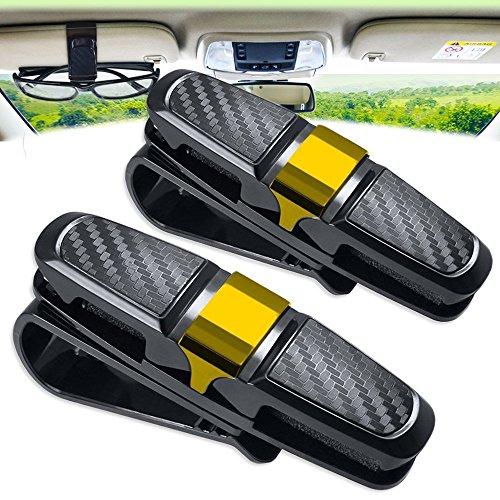 Glasses Holder for Car Sun Visor Clip, Amison 2 Pack Double Sunglasses Eyeglasses Mount with Ticket Card Slot