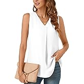 Bestbee Women's 2025 Summer Tank Tops Dressy Casual Sleeveless Chiffon Blouses V Neck Tunics Cute Business Work Shirts