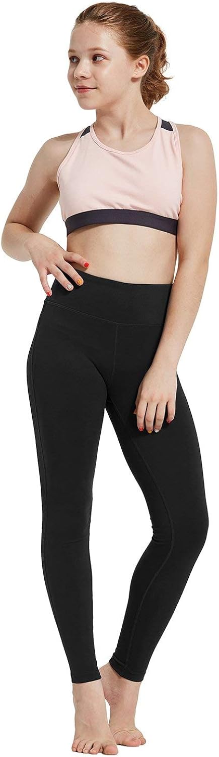 BALEAF Youth Girl's Athletic Dance Leggings Compression Pants Running Active Yoga Tights with Back Pocket: Clothing