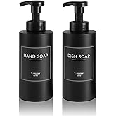 UUJOLY Foaming Soap Dispenser, 17 OZ Refillable Plastic Soap Pump Bottle for Liquid Soap, Shampoo, Body Wash, 2 Pcs, Black
