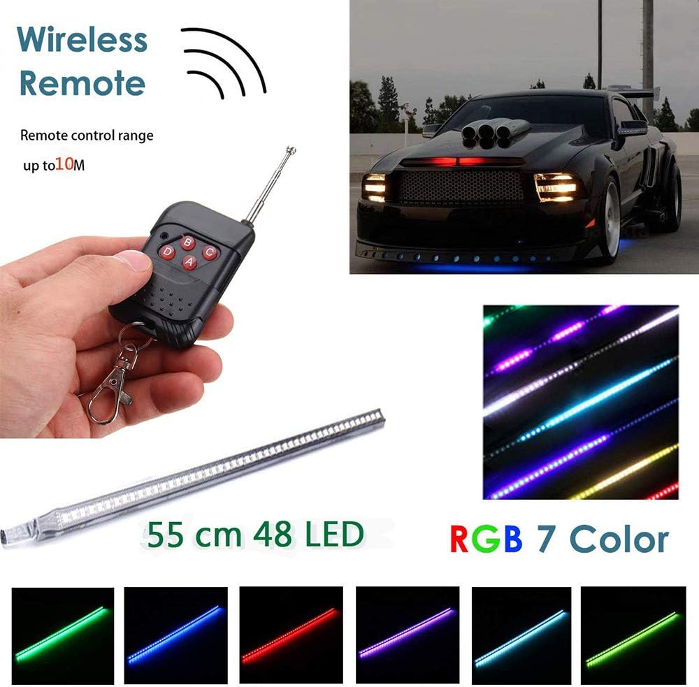 WIVION Car Strobe Lighting Strip Kit,Knight Night Rider Light Bar 7 Color 147 Modes 48 LED RGB
