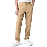 KEREDA Boys Flat Front Dress Pants School Uniform Pants Twill Elastic Waist with Zip Button