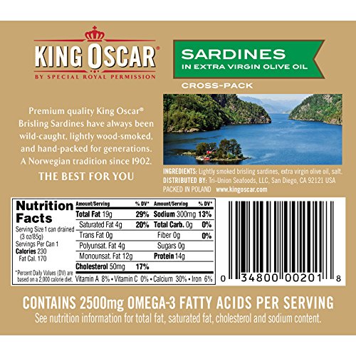 King Oscar Twolayer Sardines in Olive Oil CrossPack, 3.75 Ounce (Pack
