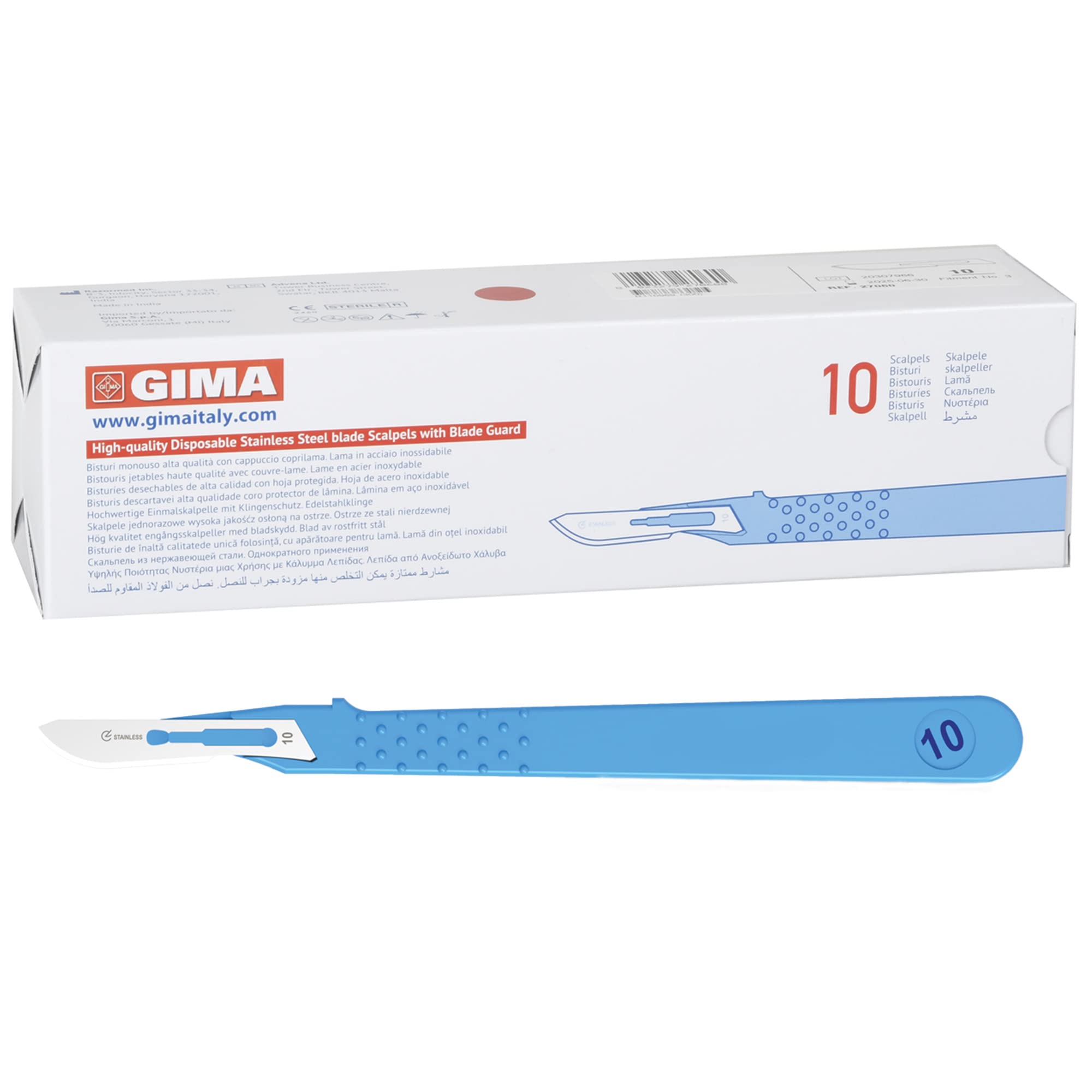 GIMA - Sterile Einweg-Skalpelle, Standardmodell, Nr. 10, 10er-Pack, 27060