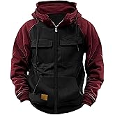 Tactical Hoodies for Men Quater Zip Pullover Vintage Sweatshirts Casual Long Sleeve Cargo Hoodies with Pockets