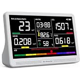 16 in 1 Air Quality Monitor Indoor 7" High-Precision Real-Time CO2 Monitor | 7" HD Large Air Quality Tester with Alerts for CO2, TVOC, PM2.5 PM1.0 PM10, HCHO Temp &amp; Humidity AQI &amp;Time Air Meter for Home