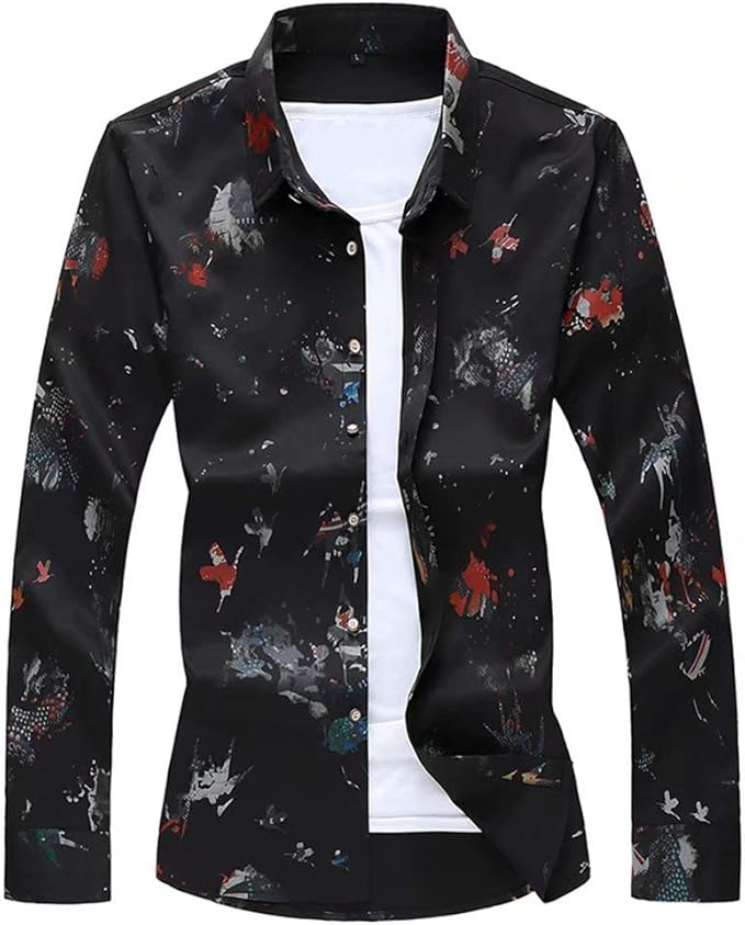 Amazon Trysimple 長袖シャツ メンズ アロハシャツ 男性 カジュアルシャツ 花柄 シャツ リゾート 大きいサイズ 白 黒 Qt5030 730 シャツ 通販