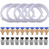 SIQUK 5 Pieces Teflon Tube PTFE Tubing (1M) with 10