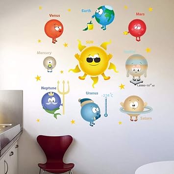 Amazoncom Dtcrzj Cartoon Planets Solar System Wall