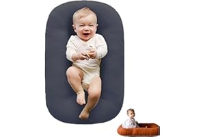 HLABW Premium Baby Lounger Pillow, 0-24 Months - Super Soft & Breathable Newborn Lounger Cover (Dark Grey)