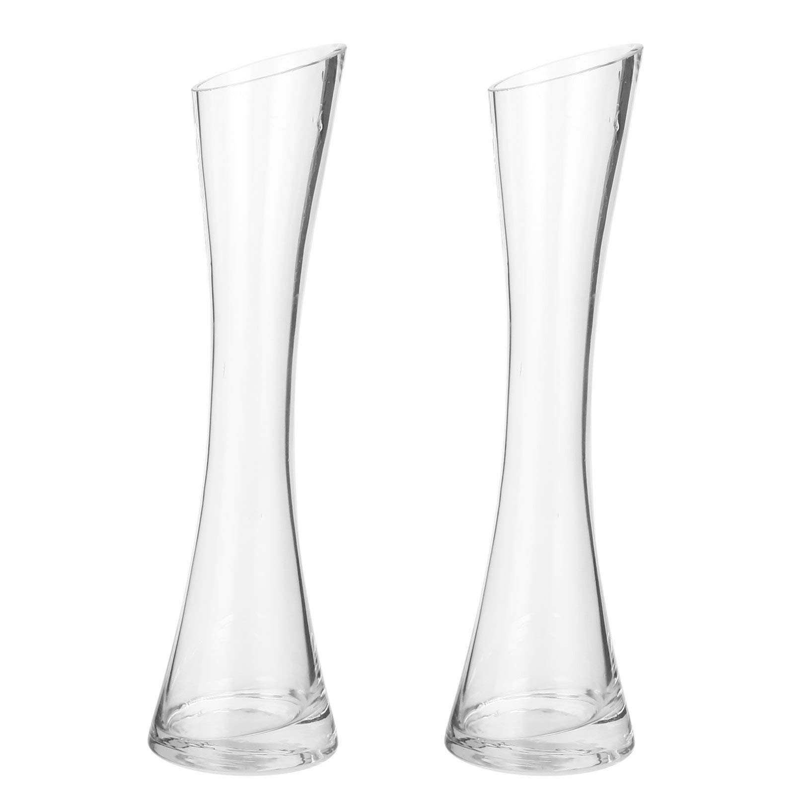 YARNOW 2pcs Clear Glass Vase Tall Slant Cut Flower Vases Clear Modern Vase Simplicity Floral Container Small Desktop Decoration Centerpiece for Home Wedding Party Events