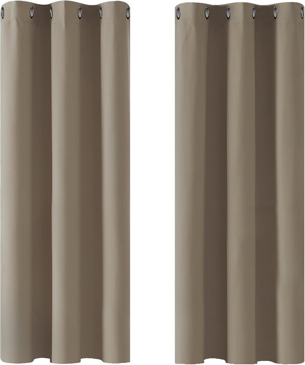 Deconovo Eyelet Curtains 2 Panels Taupe 42 x 54 Inch Thermal Insulated