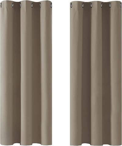 Deconovo Eyelet Curtains 2 Panels Taupe 42 x 54 Inch Thermal Insulated