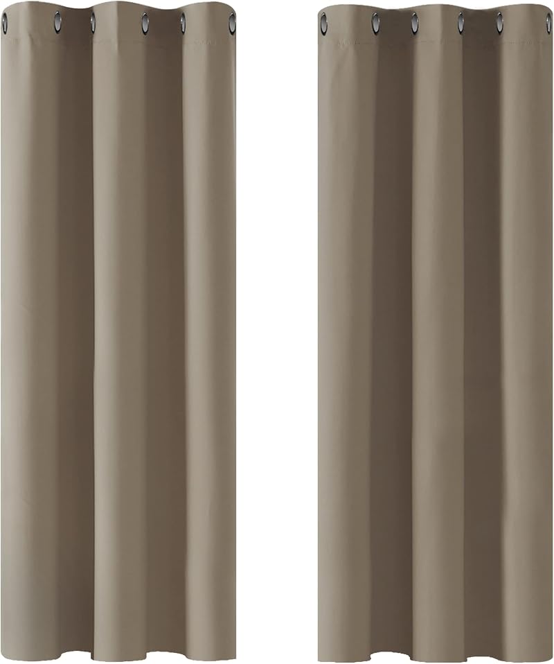 Deconovo Eyelet Curtains 2 Panels Taupe 42 x 54 Inch Thermal Insulated