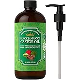 Black Jamaican Castor Oil – 16 oz Bottle with Pump | Cold-Pressed, Hexane-Free | Promotes Thicker Hair, Fuller Eyebrows & Longer Lashes | Deep Moisturizer for Skin & Scalp