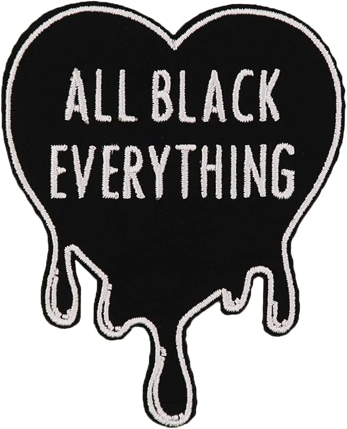 Mixed Media - All Black Everything Halloween Goth Embroidered Iron On Patch