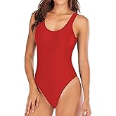 Leoparts Women's Retro 80s/90s High Cut Low Back One Piece Swimsuits Bathing Suits