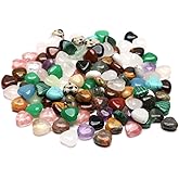 40 Pcs Healing Loose Beads Heart Shape Natural Necklace Stone Pendants Crystal for Jewelry Making DIY Craft