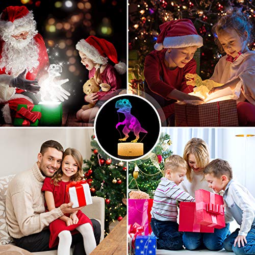 image for MaiKeEr 3D Night Light Dinosaur for Kids, 3D Illusion Lamp with Remote
