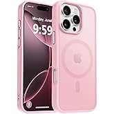 MOCCA Strong Magnetic for iPhone 16 Pro Phone Case, [Compatible with Magsafe][16FT Mil-Grade Drop Protection] Slim Thin Translucent Matte Protective Cover Case for iPhone 16 Pro Case, Pink