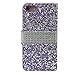 iPhone 7 Wallet Case, 3D Bling Jelly Rhinestone PU Leather Wallet Flip Protective Skin Case with Magnetic Bling Button Card Slot Function for Apple iPhone 7 4.7 Inch (Purple)