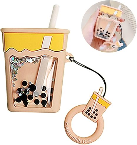 Amazon Com Iplus 3d Liquid Cartoon Airpods Case Super Cute Bling Bubble Tea Shiny Sparkle Quicksand Cover Soft Silicone Protective Airpods 1 2 Stand Mini Bag With Finger Loop Bubble Tea Arts