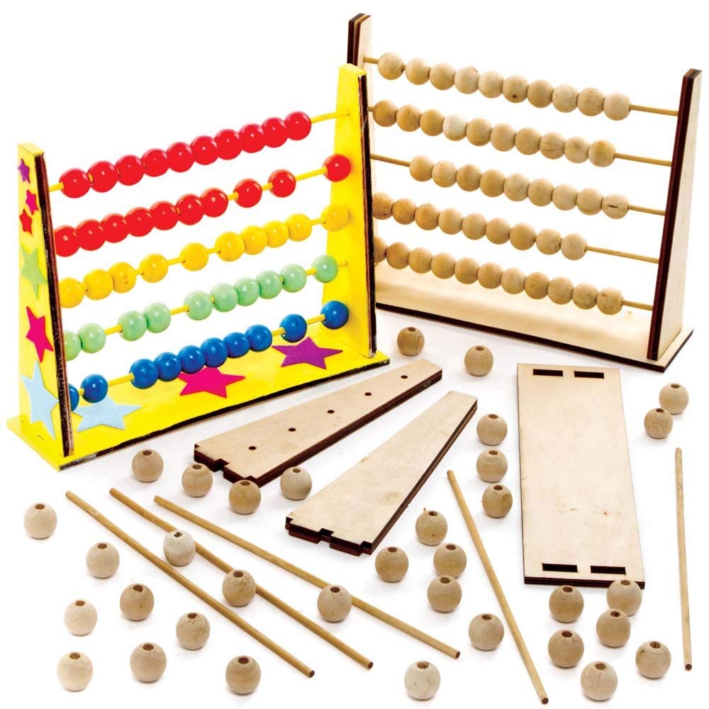 Baker Ross FE524 Wooden Abacus Kit, Educational Toy for Children, Learning Resources for Kids