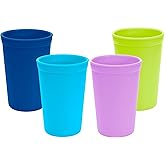 Re-Play Toddlers Open Cups - 10 Oz. Reusable and Stackable Kids Open Cups, Dishwasher/Microwave Safe - Made in USA - Set of 4-4.75" x 3.25" - Space
