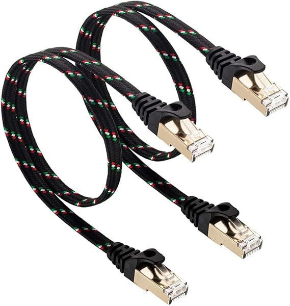 Short Cable 2Pack, SNANSHI Cat 7 Flat