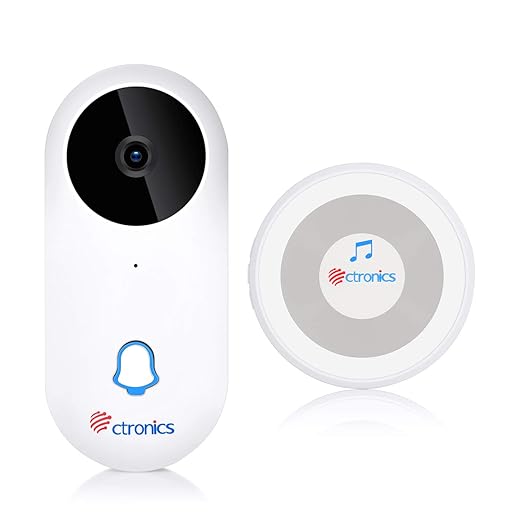 WiFi Video Türklingel, Ctronics 960P HD Drahtlos Wlan Türklingel mit Klingeltöne, Echtzeit 2-Wege-Audio, IP65 Wasserdicht, In