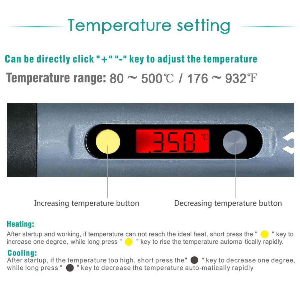 Cxg Fer A Souder Avec Led Affichage Numerique Et Temperature Reglable Mini Fer A Souder Sans Plomb 60w Station De Soudage Outil Avec 2pcs Extra Conseils De Soudage Tours D Etabli Outillage A