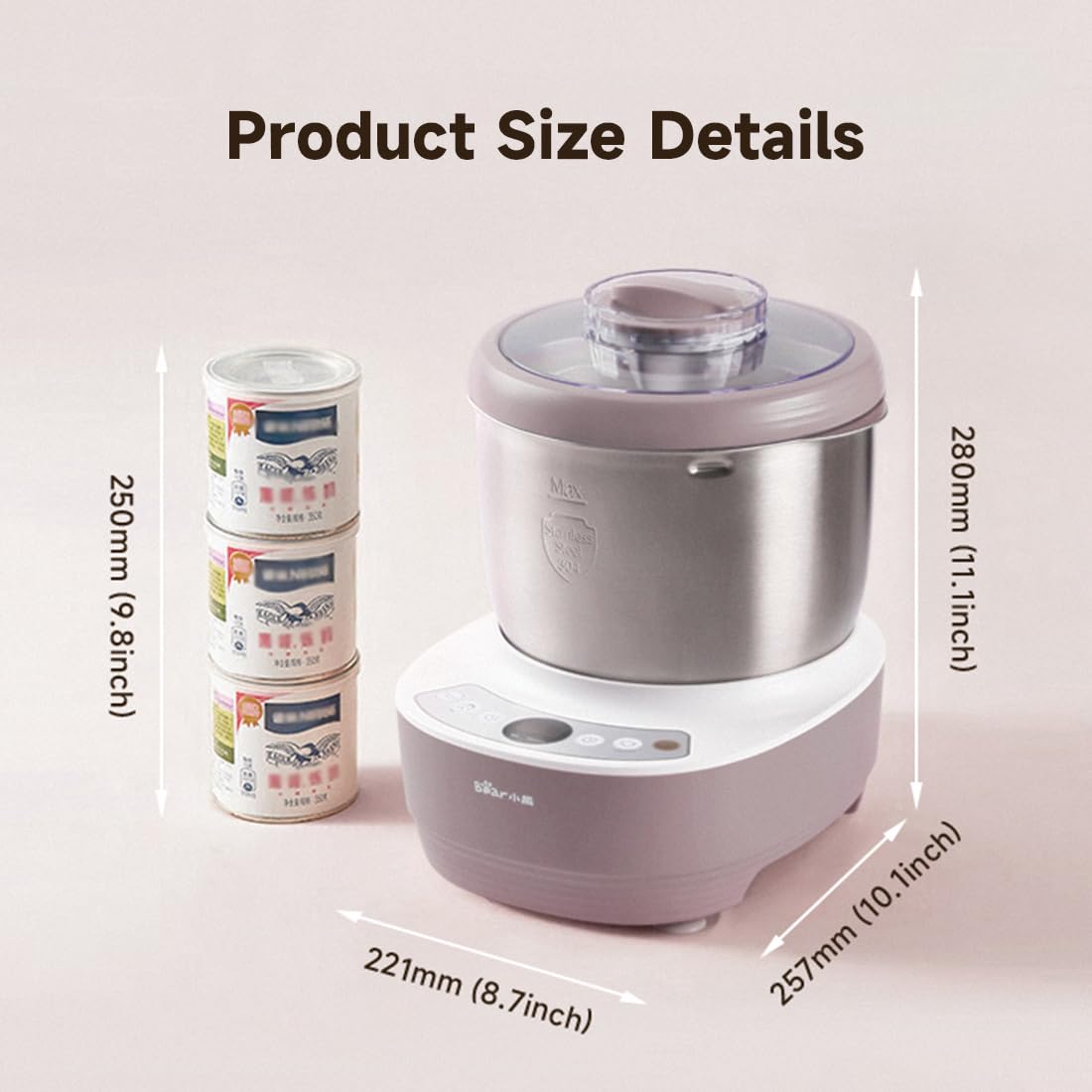 Bear 3.7-Quart Electric Dough Maker with Fermentation Function, Crafted with 304 Stainless Steel for Pizza & Bread Dough, HMJ - A35M1