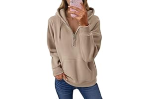 Dazevt Womens Hoodies Fashion Quarter Zip Sweatshirt Fashion Trendy Fleece Pullover Fall Clothes with Pocket