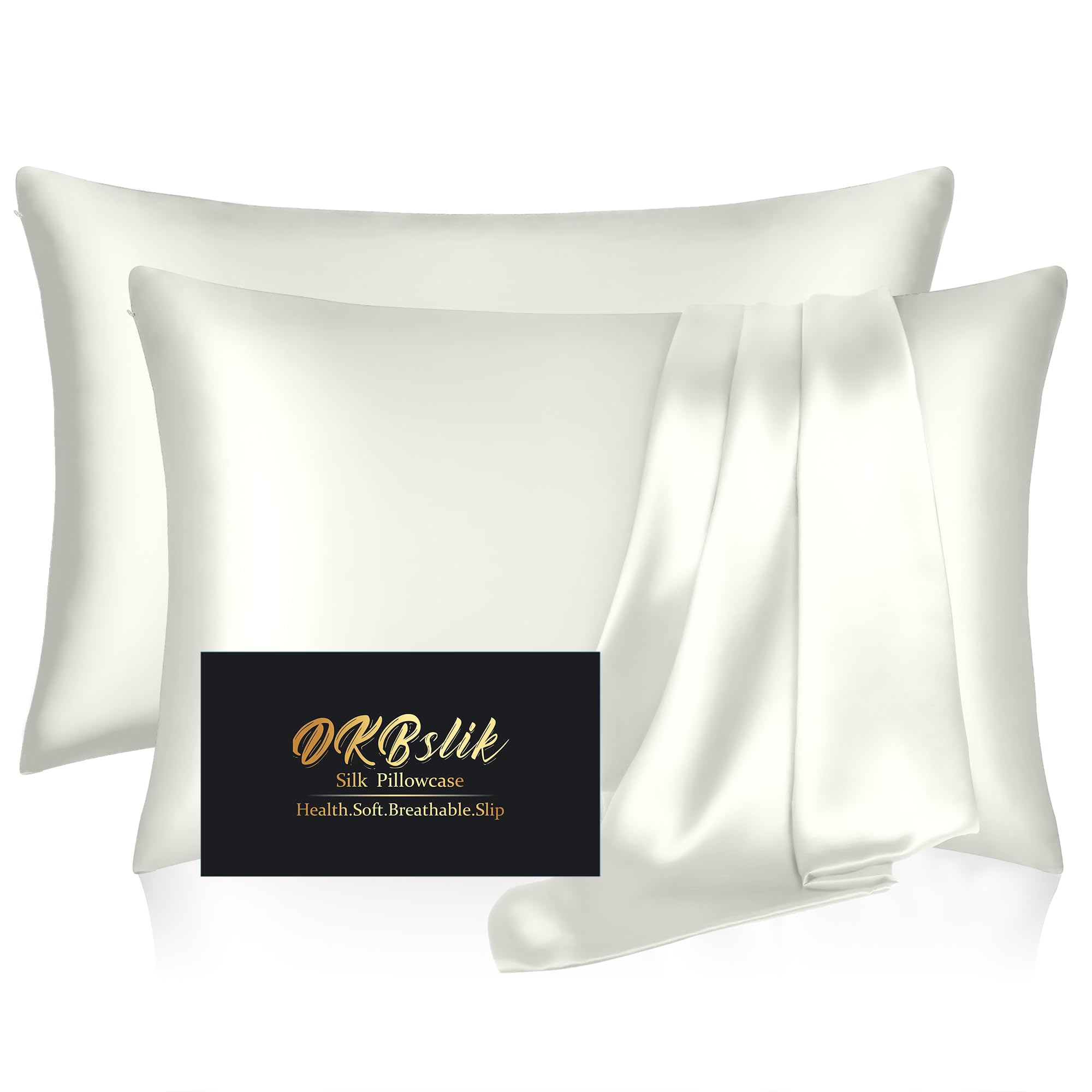Photo 1 of ***MISSING PIECE*** ***READ CLERK NOTES*** Silk Pillow Cases 2 Pack, Mulberry Silk Pillowcases Standard Set of 2, Health, Smooth, Anti Acne, Beauty Sleep, Both Sides Natural Silk Satin Pillow Cases for Women 2 Pack with Zipper for Gift, Ivory