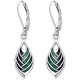 Teardrop Dangle Earrings for Women 925 Sterling Silver Turquoise Malachite Obsidian Chips Jewelry Gifts Wife Mother