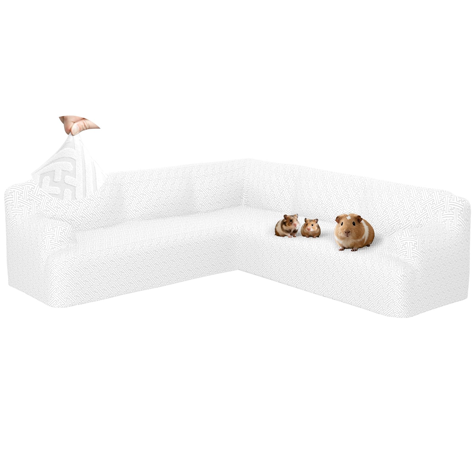 Photo 1 of ROFASVCO Sectional Couch Covers L Shape Sofa Cover 1-Piece Stretch Corner Couch Covers Non Slip Washable Sofa Slipcovers Soft Fleece Furniture Protector for Dogs Pet (Small, White)