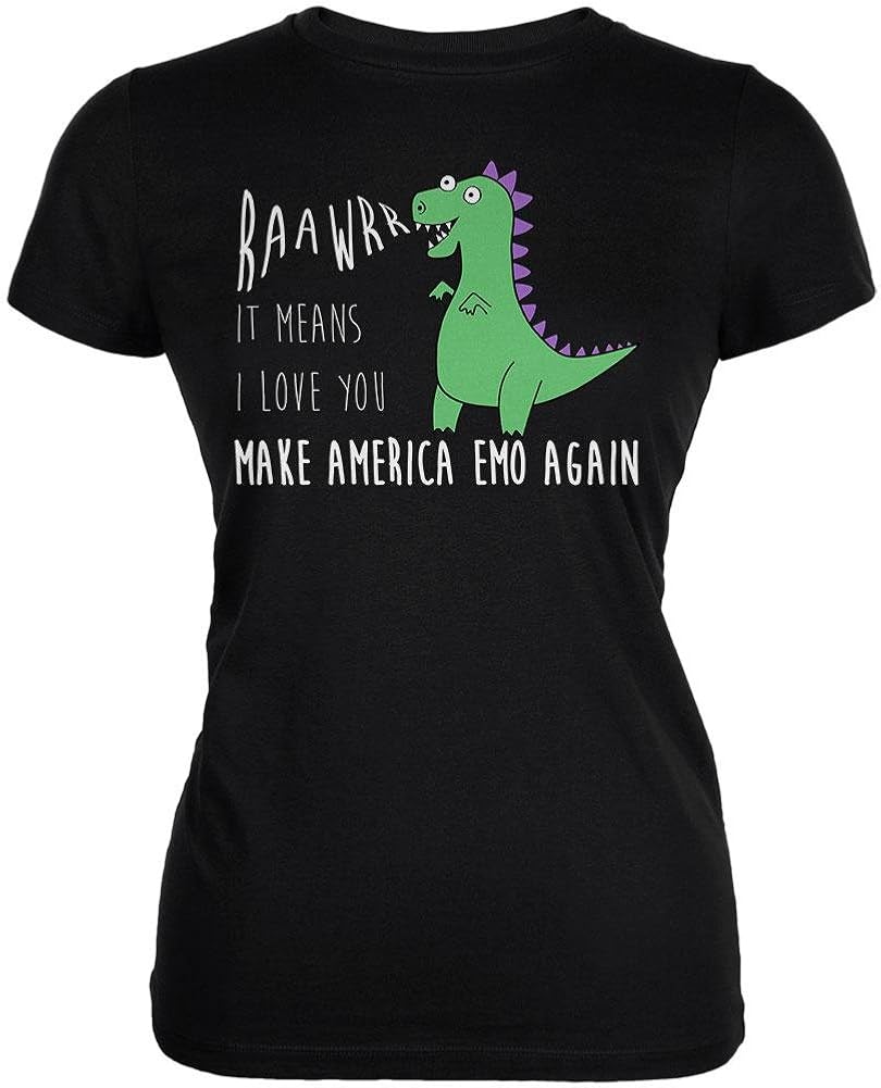 Old Glory Make America Emo Again Rawr I Love You Dinosaur Juniors Soft T Shirt At Amazon Women S Clothing Store